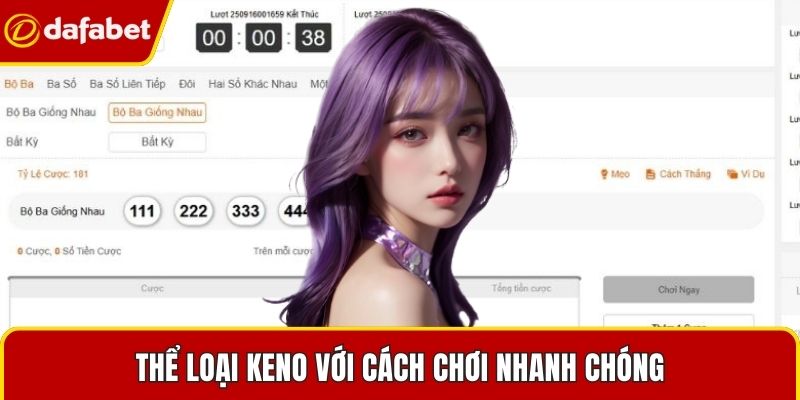 Thể loại Keno với cách chơi nhanh chóng